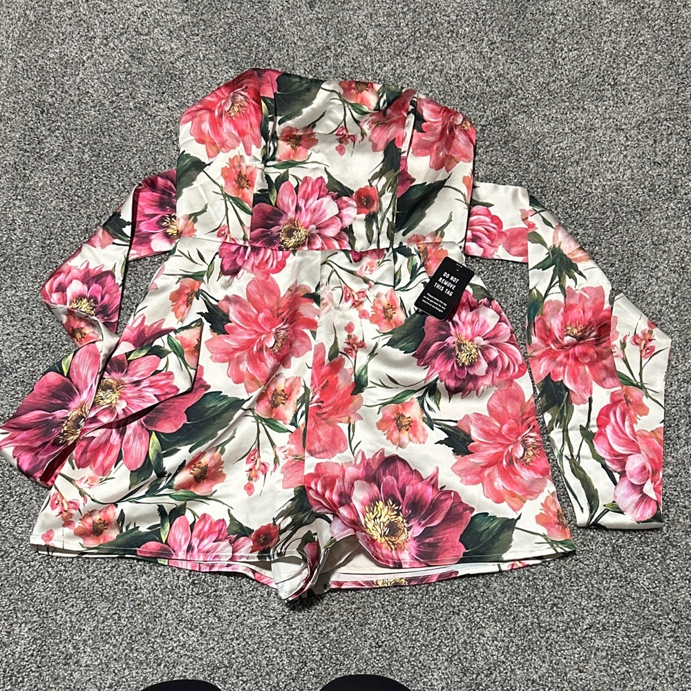 Express Strapless Dress with Floral Accents